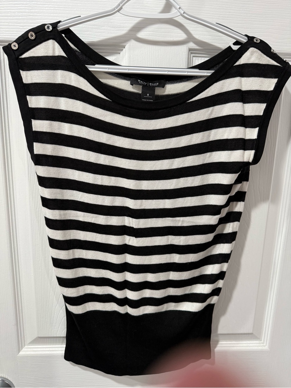 White House Black Market Black and White Striped Top - Size S